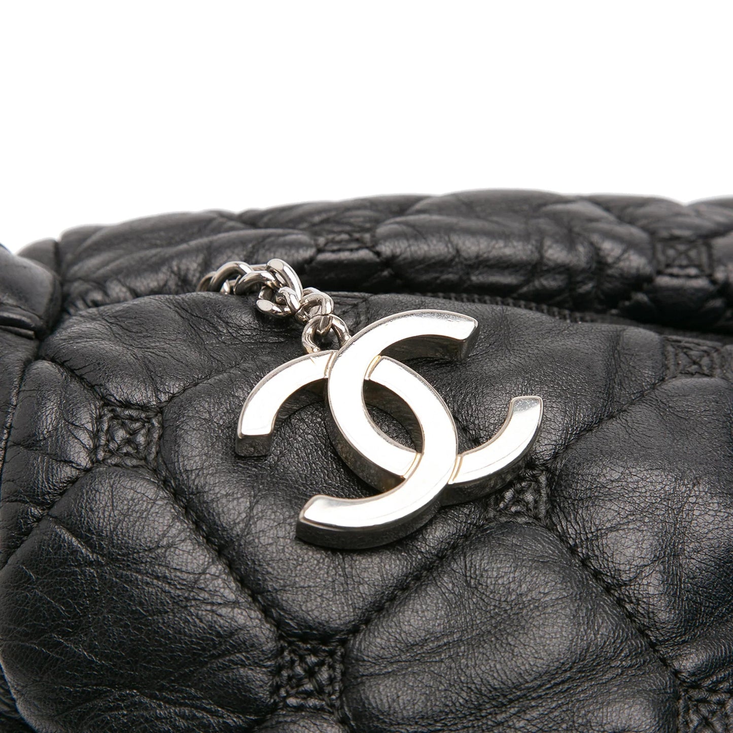 Black Chanel Quilted Lambskin Hidden Chain Bowler Bag