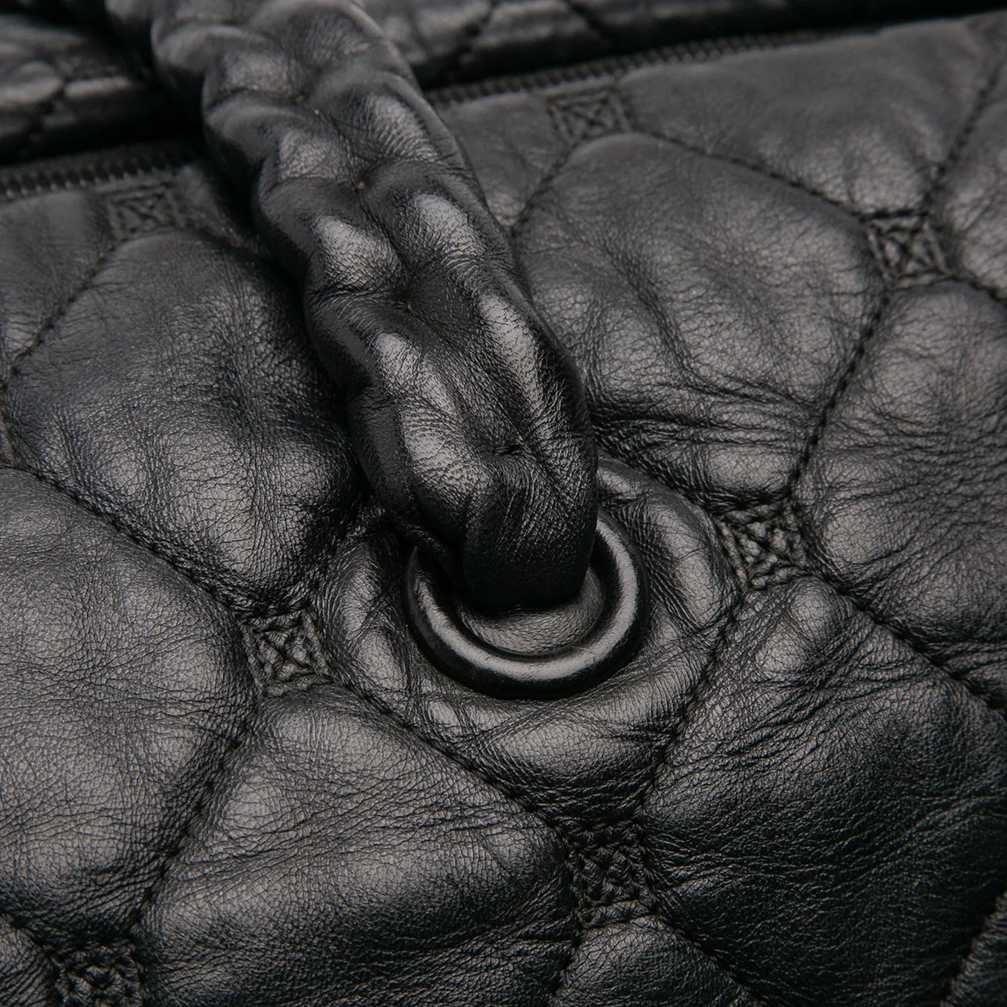 Black Chanel Quilted Lambskin Hidden Chain Bowler Bag