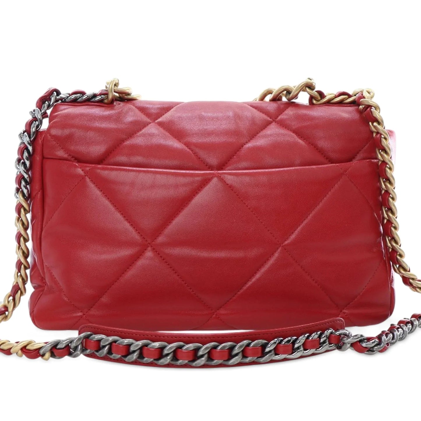 Red Chanel Large Lambskin 19 Flap Satchel