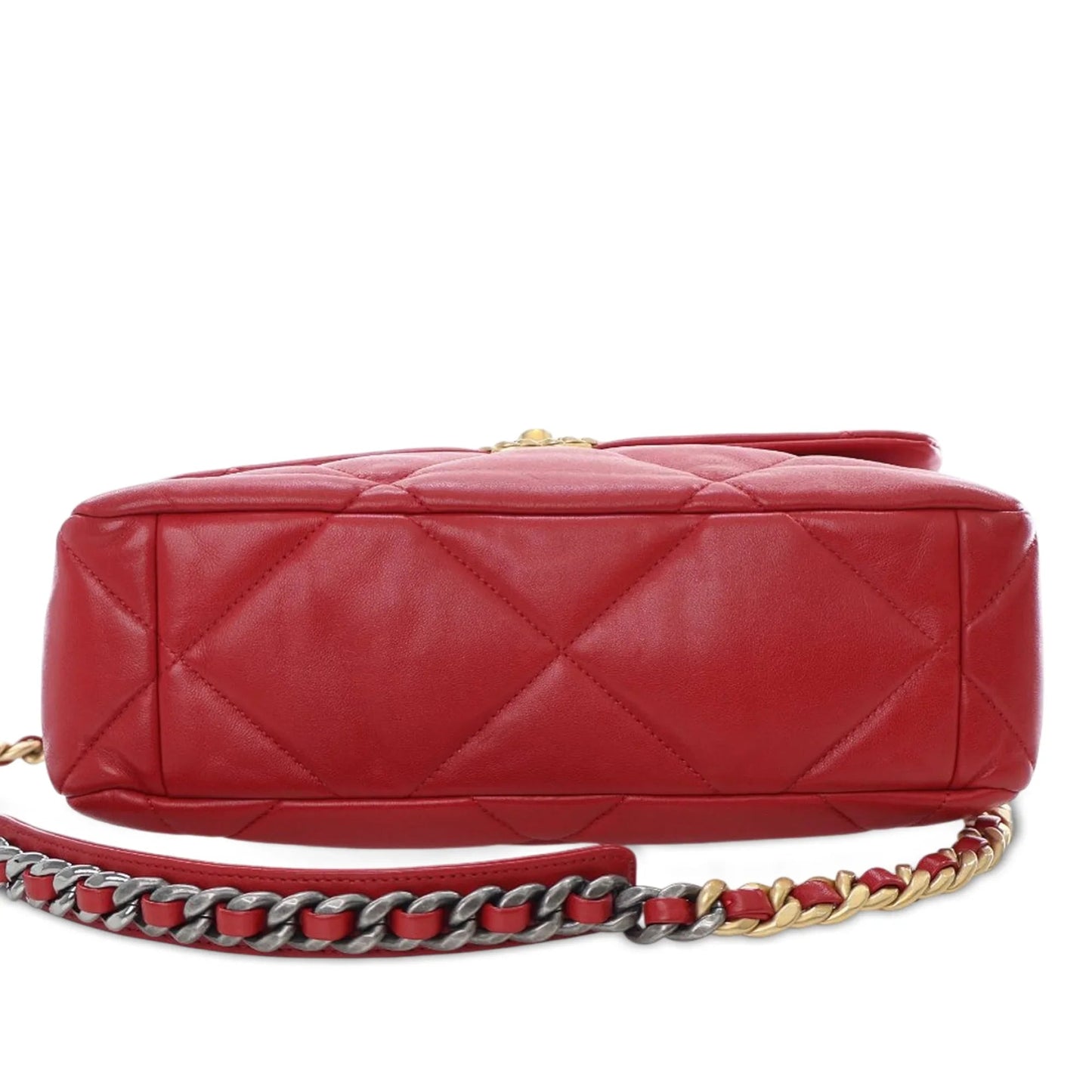 Red Chanel Large Lambskin 19 Flap Satchel