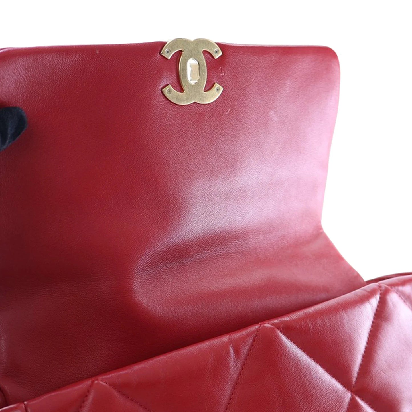 Red Chanel Large Lambskin 19 Flap Satchel