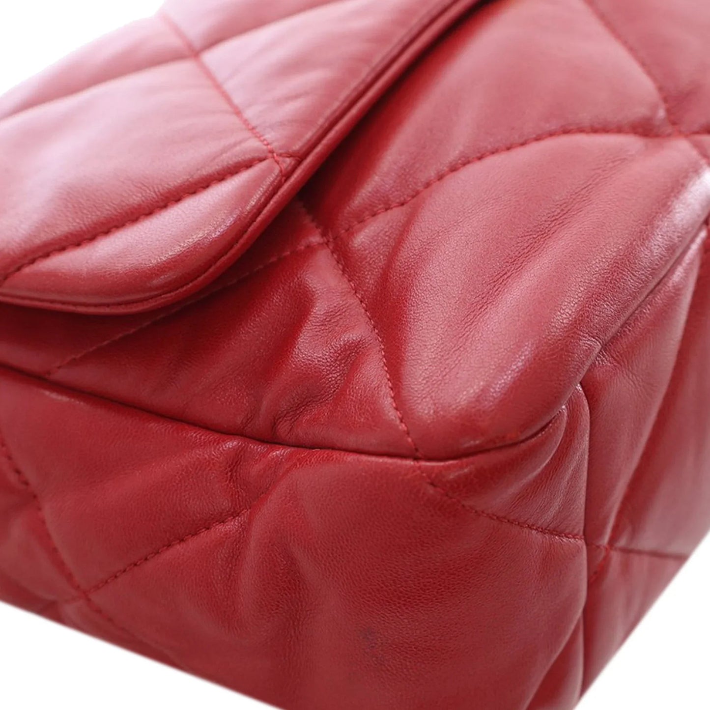 Red Chanel Large Lambskin 19 Flap Satchel