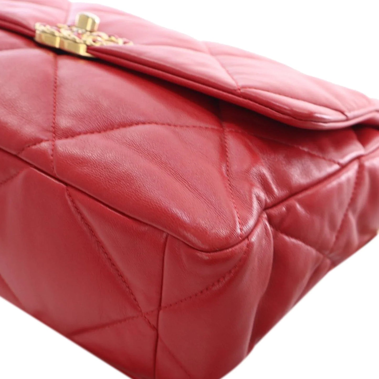 Red Chanel Large Lambskin 19 Flap Satchel