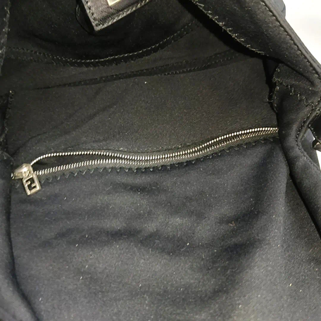 FENDI Baguette   Black Cloth Silver Hardware