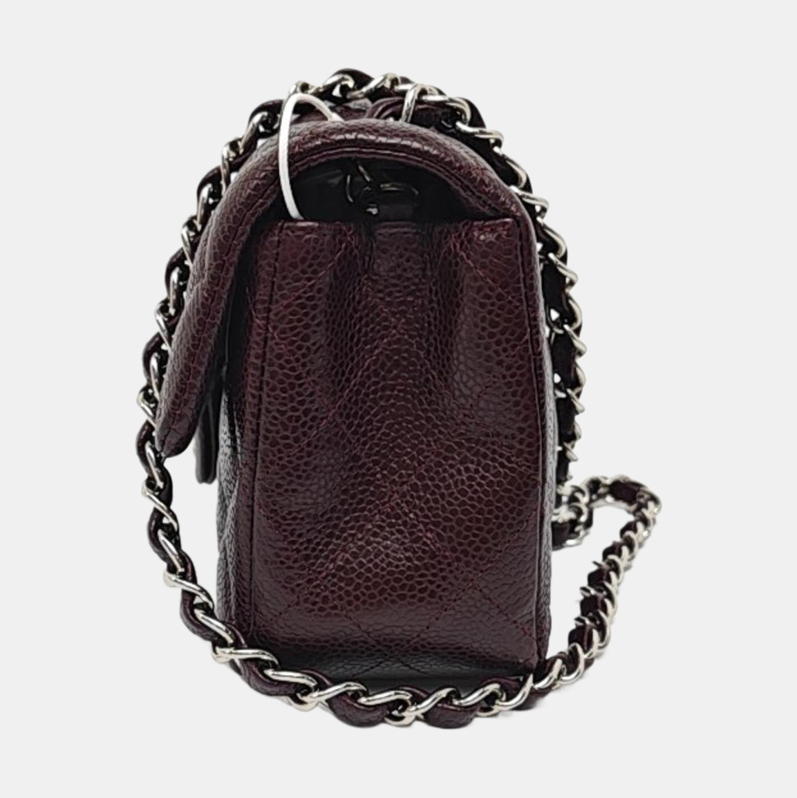 Chanel Classic Flap Rectangular Mini Burgundy Caviar Leather Silver Hardware