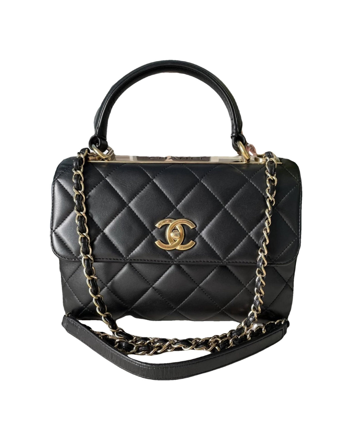 Chanel Trendy CC in Black Lambleather with Gold Hardware Small