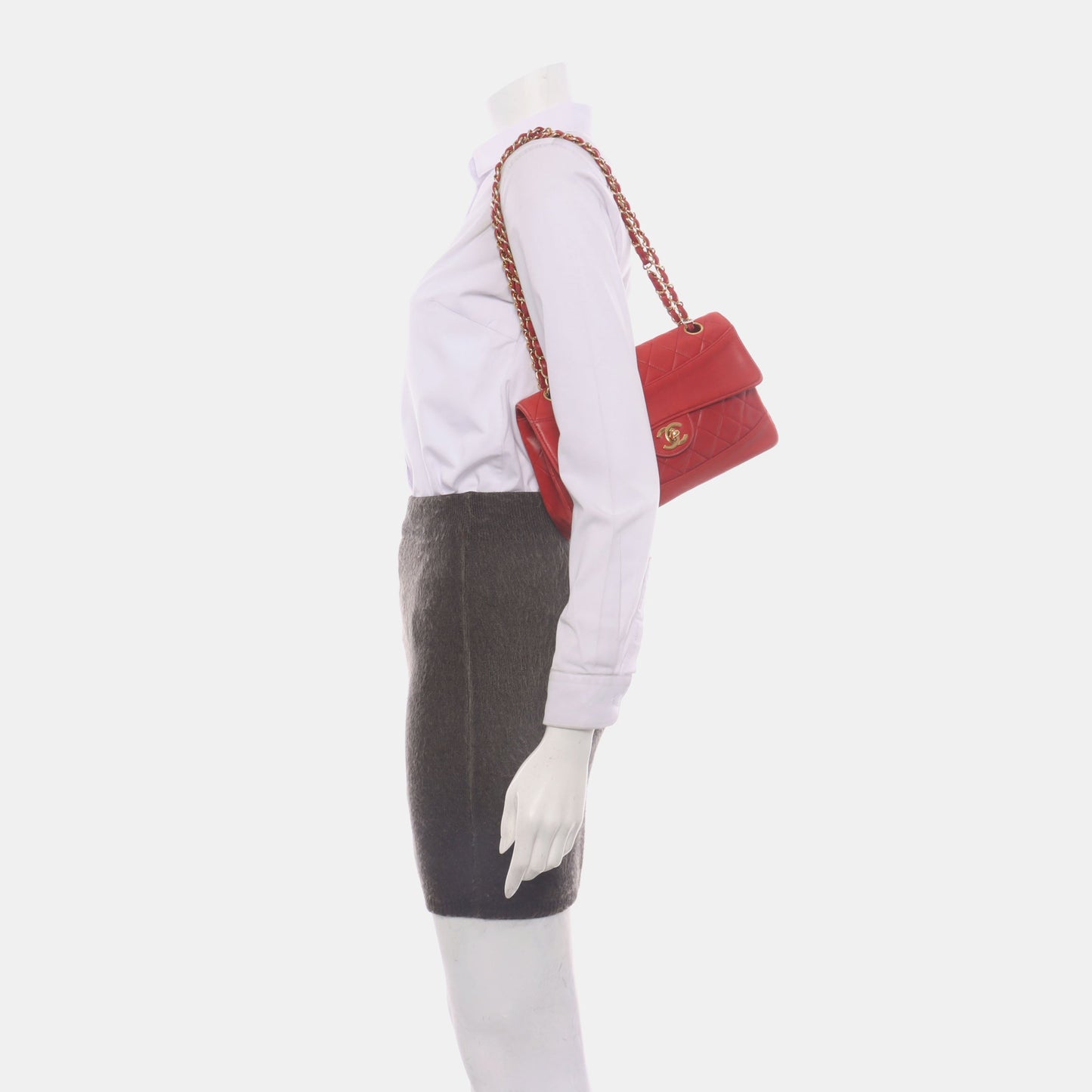 Chanel Classic Flap   1989 Red Lambskin Leather with 24k Gold Hardware