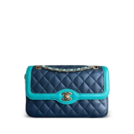 Chanel Seasonal Two-tone Flap Small - Quilted Lambskin Pink Burgundy Gold Hardware Series 23