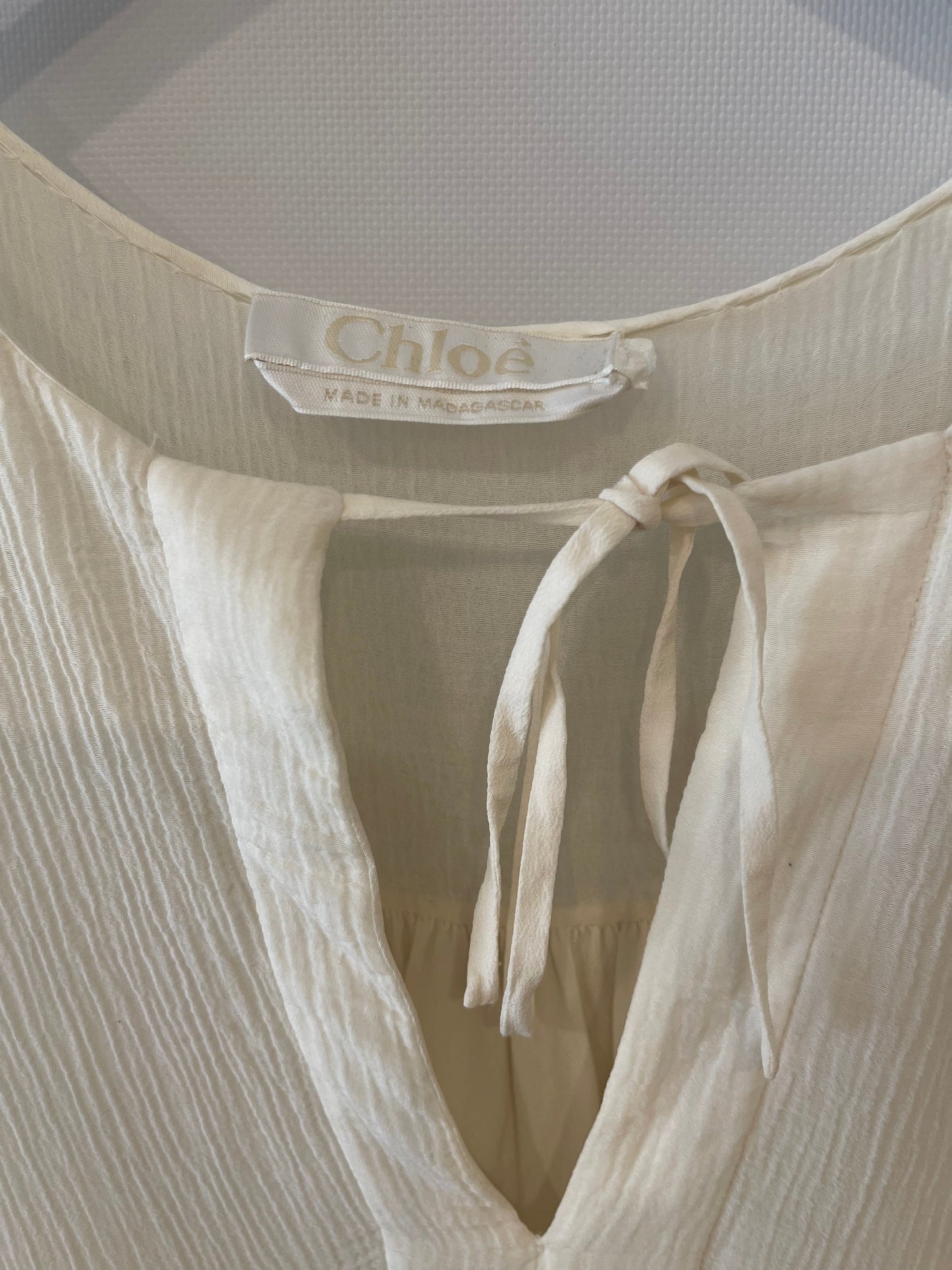 ChloŽ Cream Long-Sleeve Top with Embroideries and Cut-Out Detail FR 38 (UK 10)