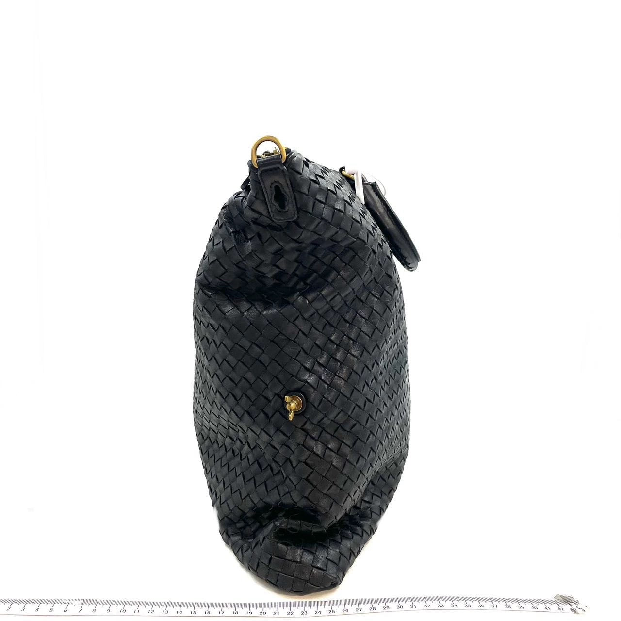 Bottega Veneta Maxi Convertible Tote Bag Hobo Black Leather Two-way Carry 50cm