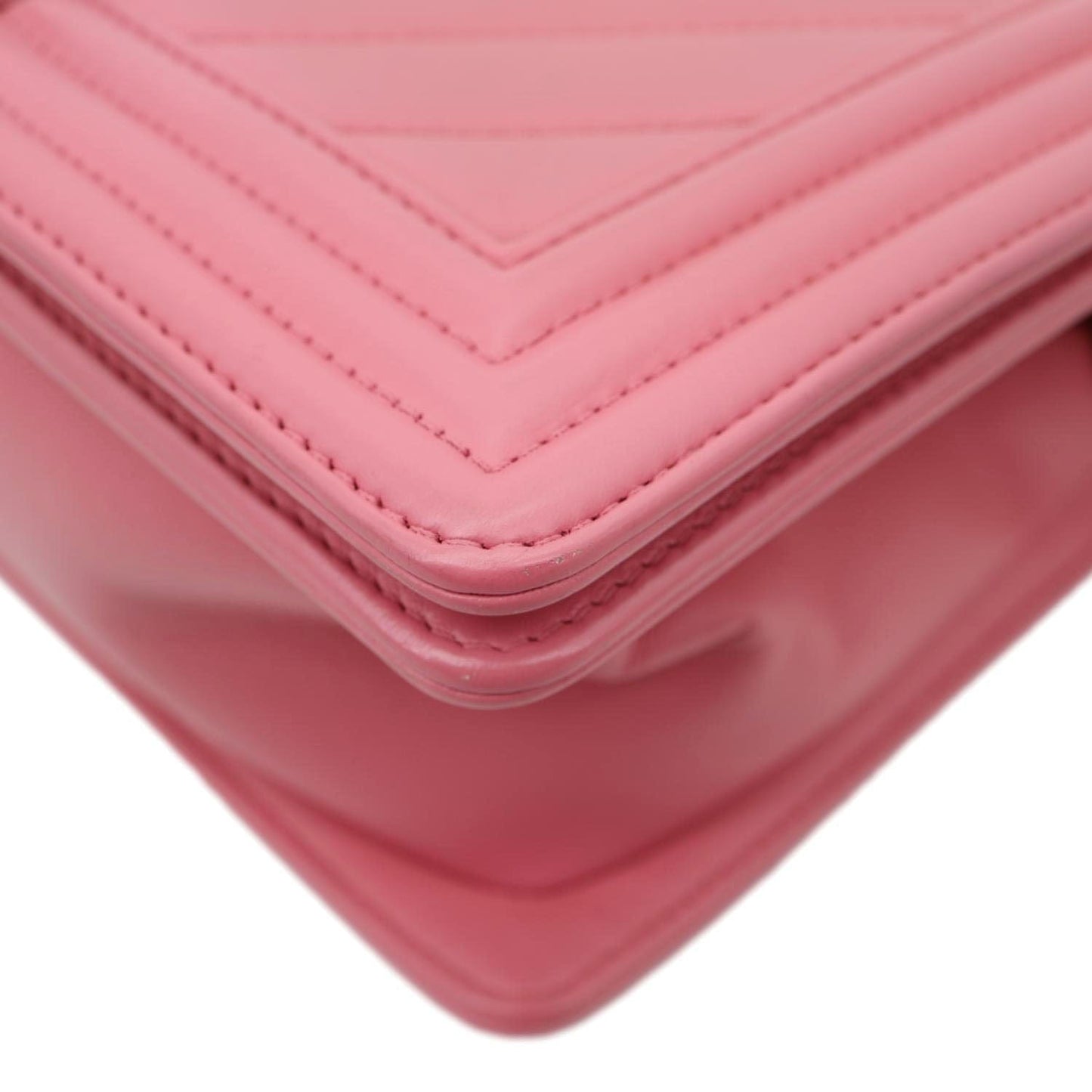 CHANEL Boy Flap Old Medium Chevron Leather Crossbody Bag Pink