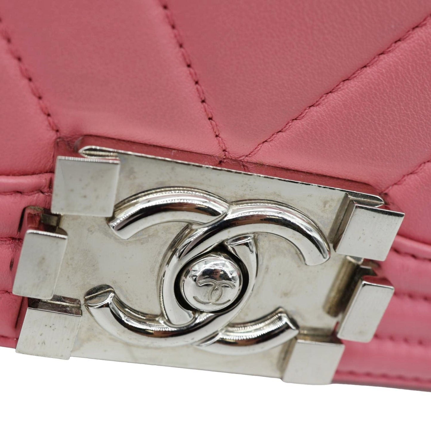 CHANEL Boy Flap Old Medium Chevron Leather Crossbody Bag Pink