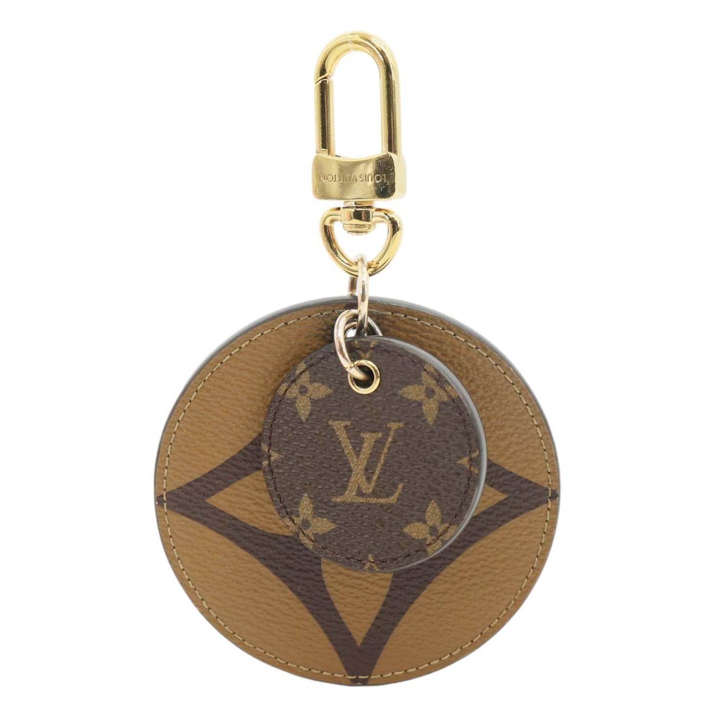 LOUIS VUITTON Reverse Monogram Canvas Round Charm Key Holder Brown