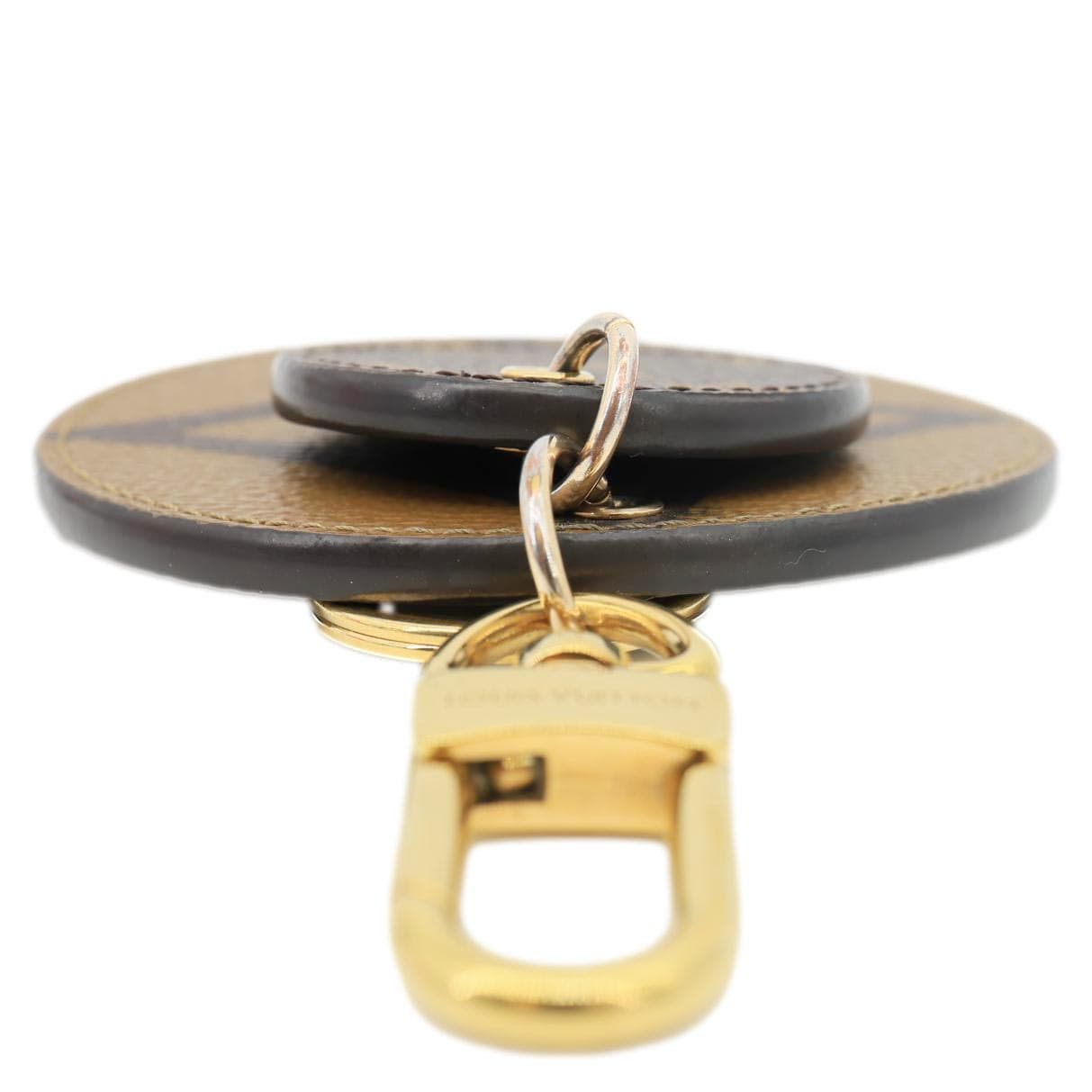 LOUIS VUITTON Reverse Monogram Canvas Round Charm Key Holder Brown