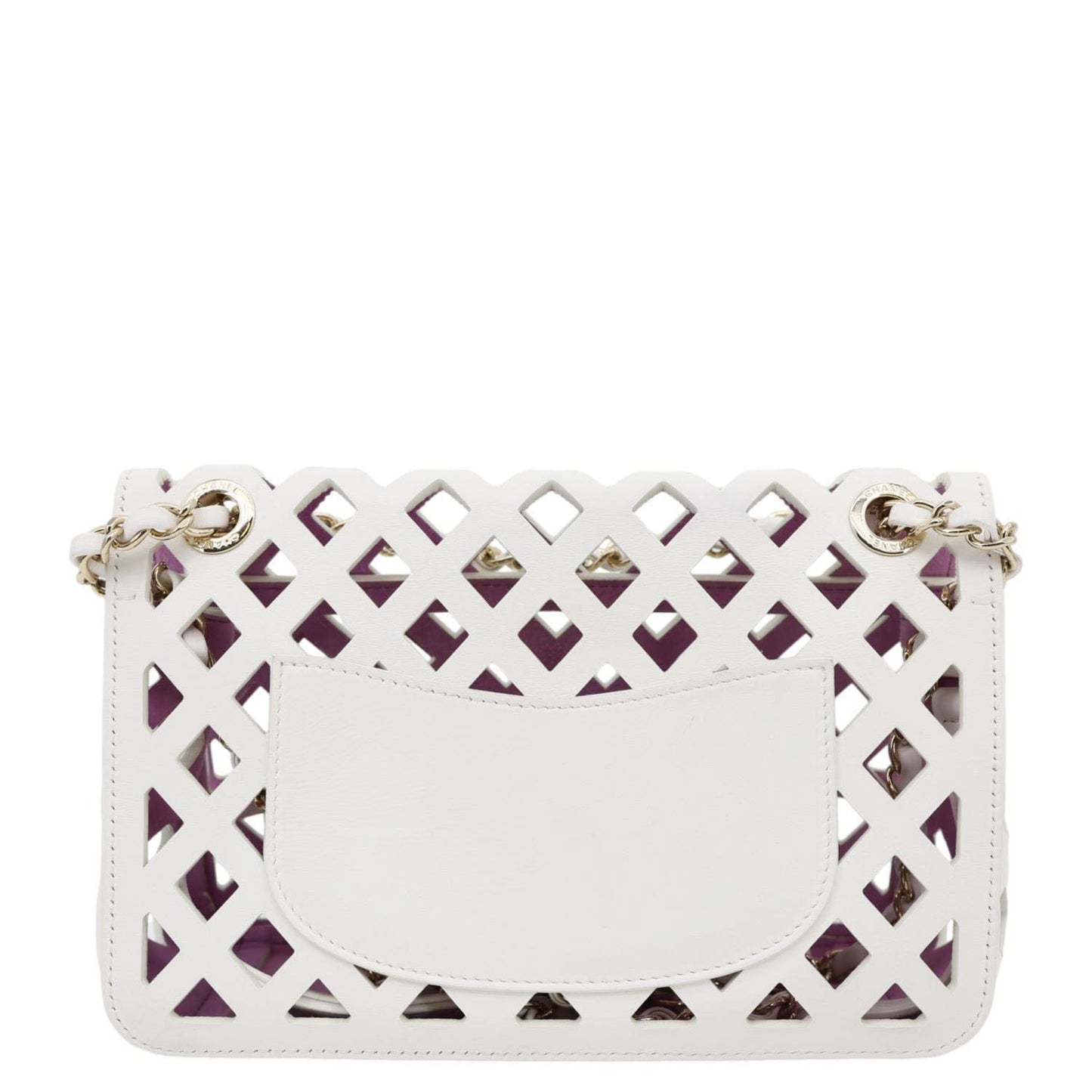 CHANEL See Through Flap Small Lambskin Leather Shoulder Bag White