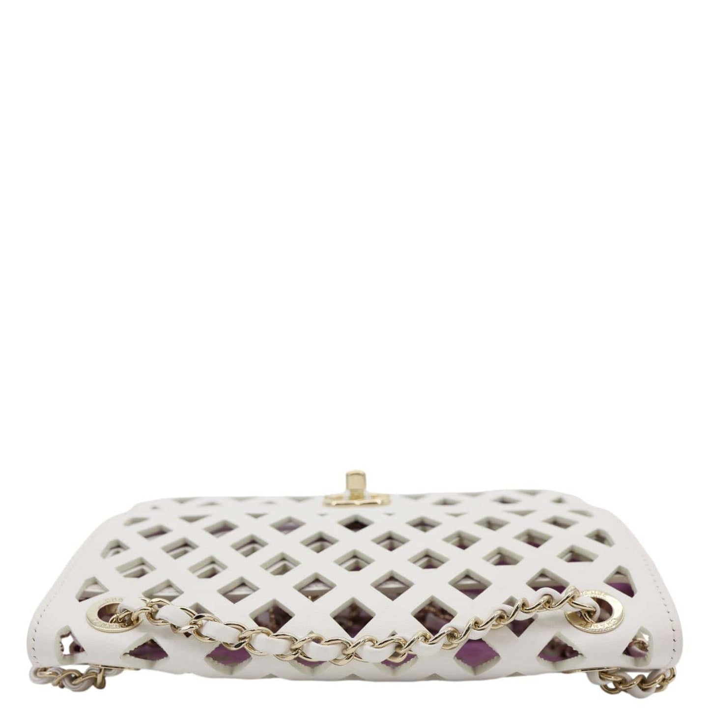 CHANEL See Through Flap Small Lambskin Leather Shoulder Bag White
