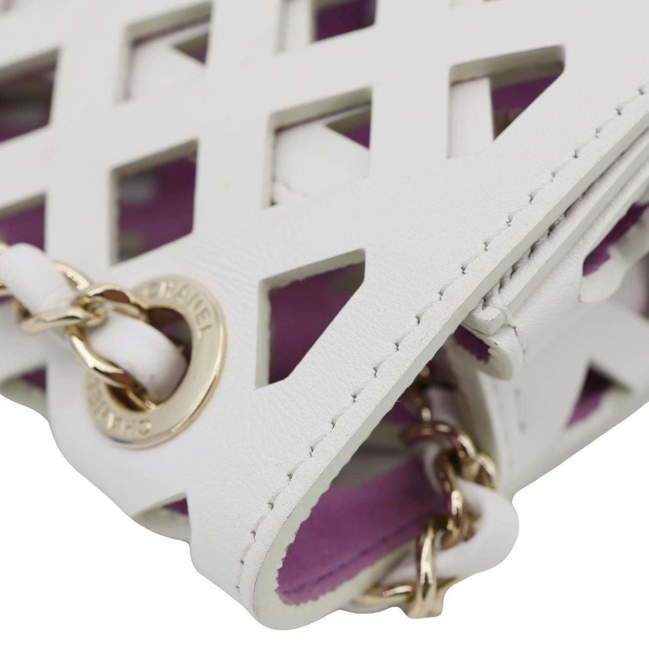 CHANEL See Through Flap Small Lambskin Leather Shoulder Bag White
