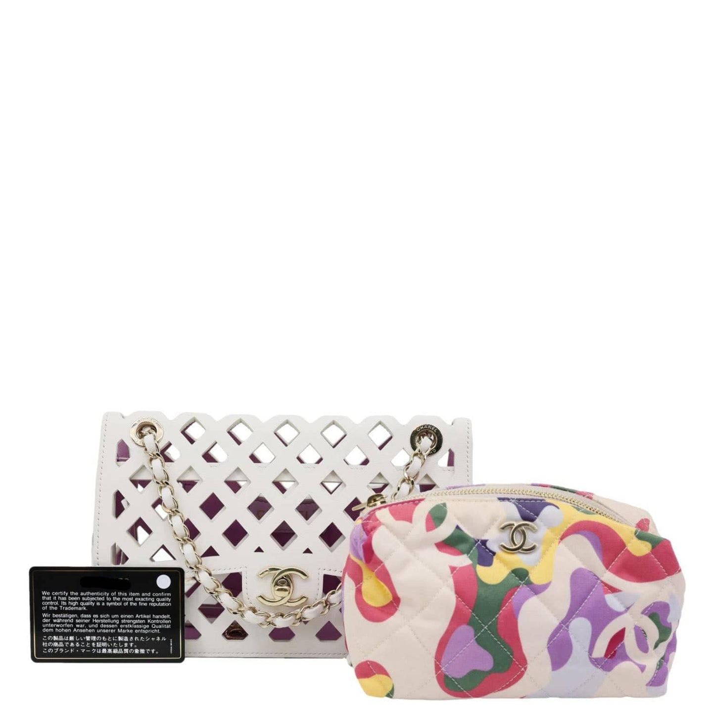 CHANEL See Through Flap Small Lambskin Leather Shoulder Bag White