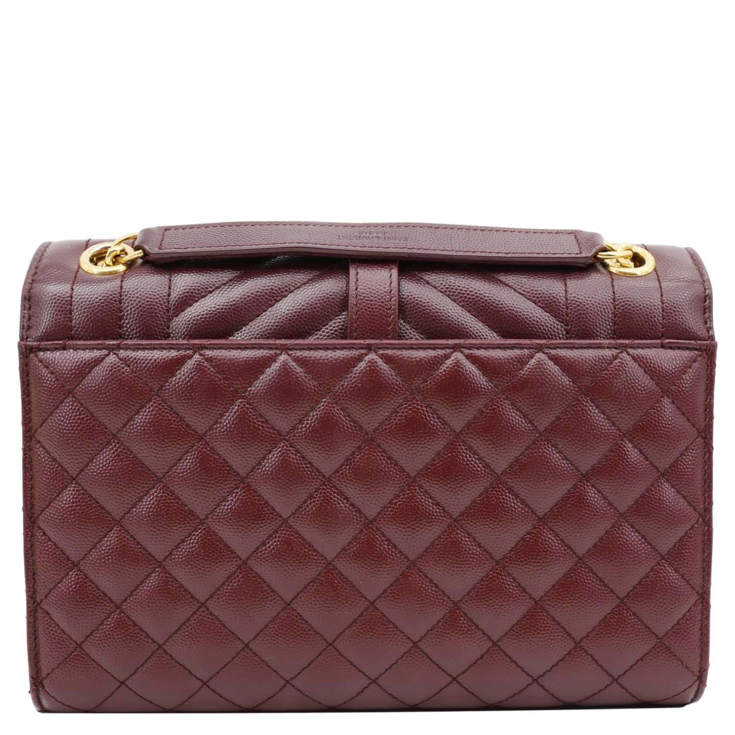 YVES SAINT LAURENT Envelope Flap Medium Grain De Poudre Crossbody Bag Burgundy