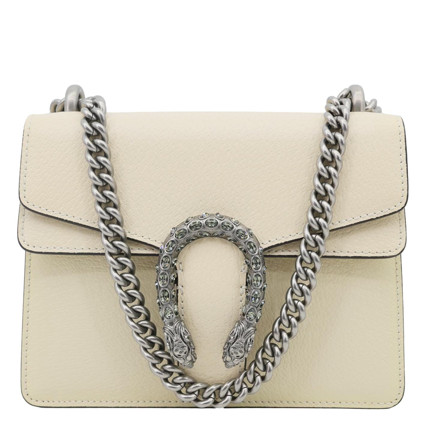 GUCCI Dionysus Mini Leather Crossbody Bag Off White 421970