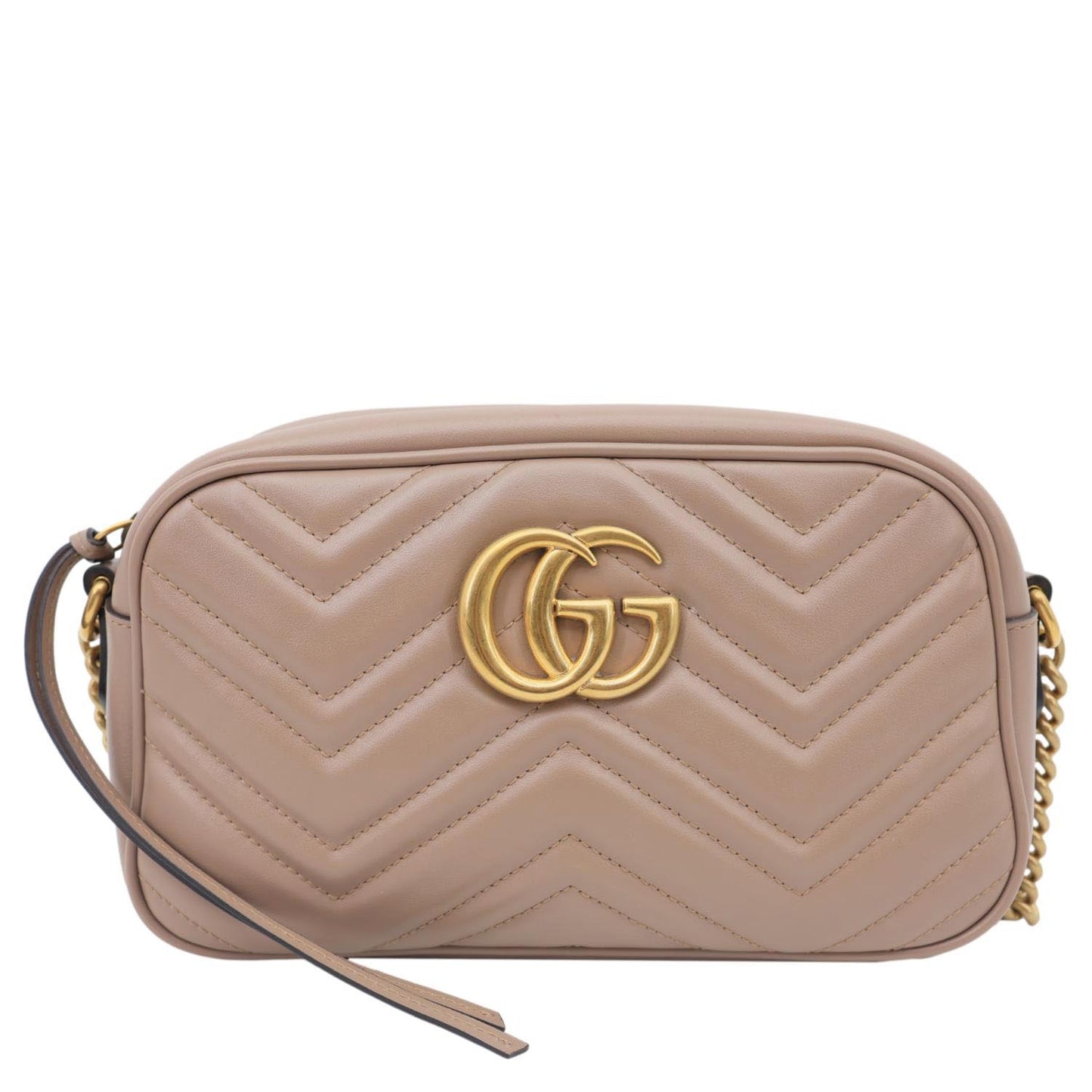 GUCCI GG Marmont Small Matelasse Chevron Leather Camera Bag Dusty Pink 447632