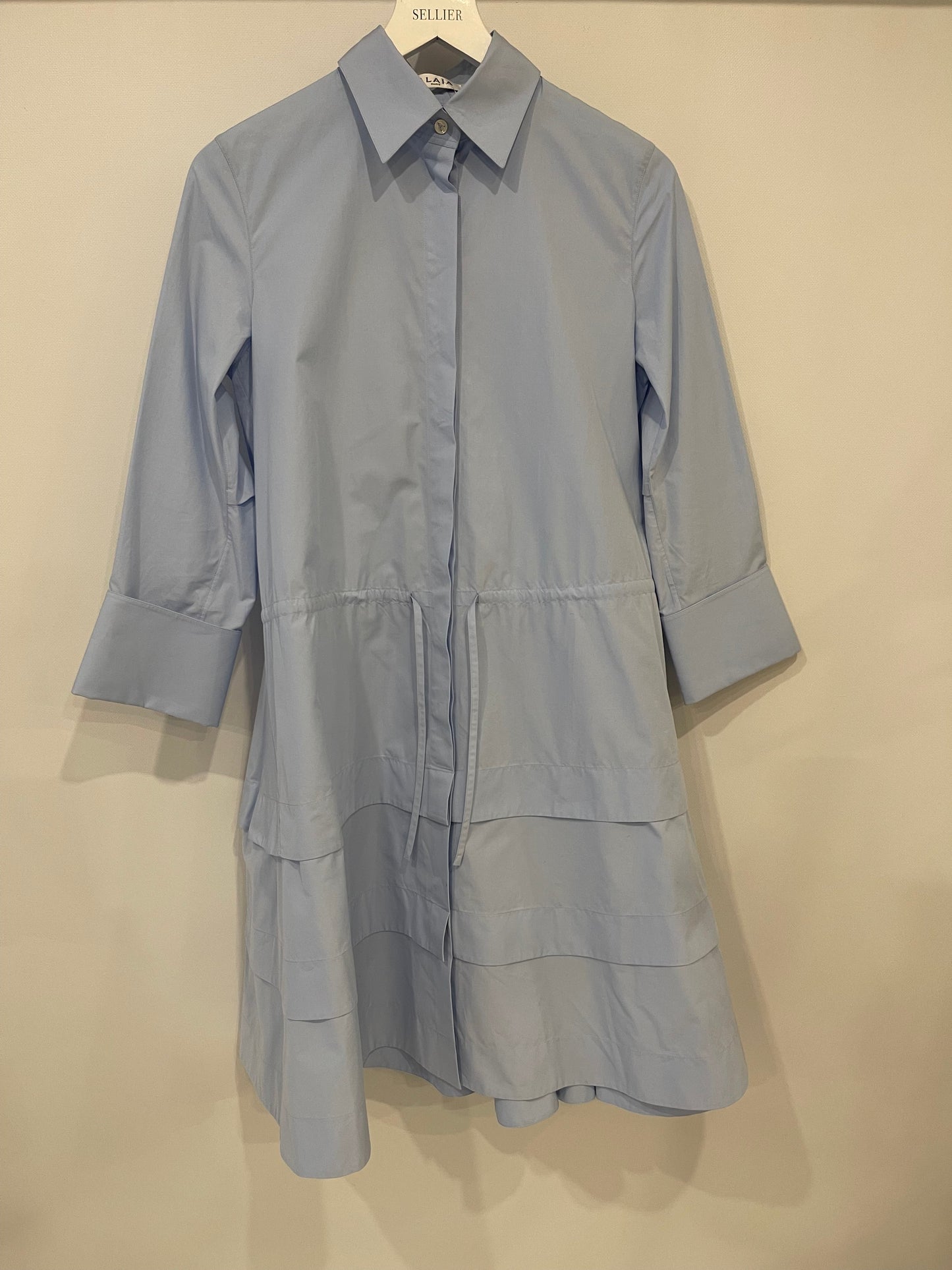 Ala•a Blue Long Sleeve Midi Dress with Back Cut Detail Size FR 36 (UK 8)