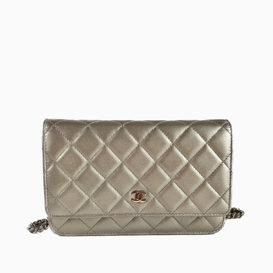 Chanel Wallet On Chains WOC Timeless/ Classic Gold Caviar Leather