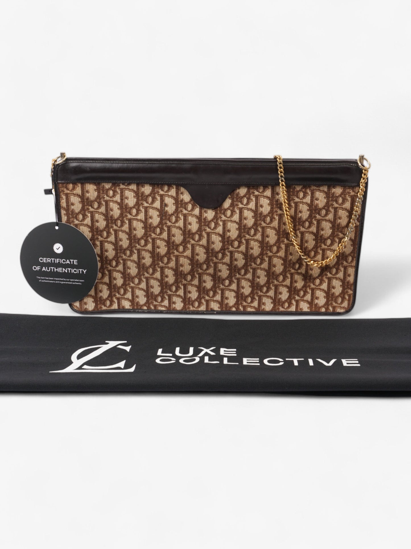 Christian Dior Diorissimo Clutch Brown Canvas