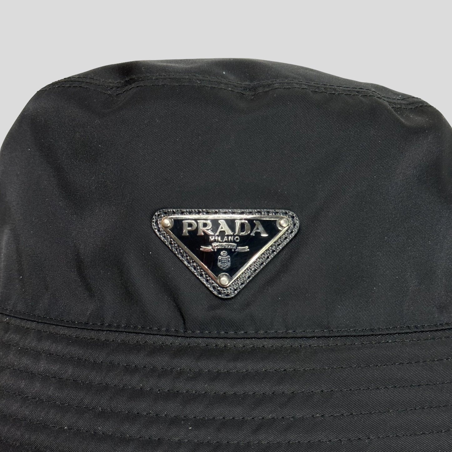 Prada Milano 2020 Re-Nylon Double Logo Bucket Hat - S/M