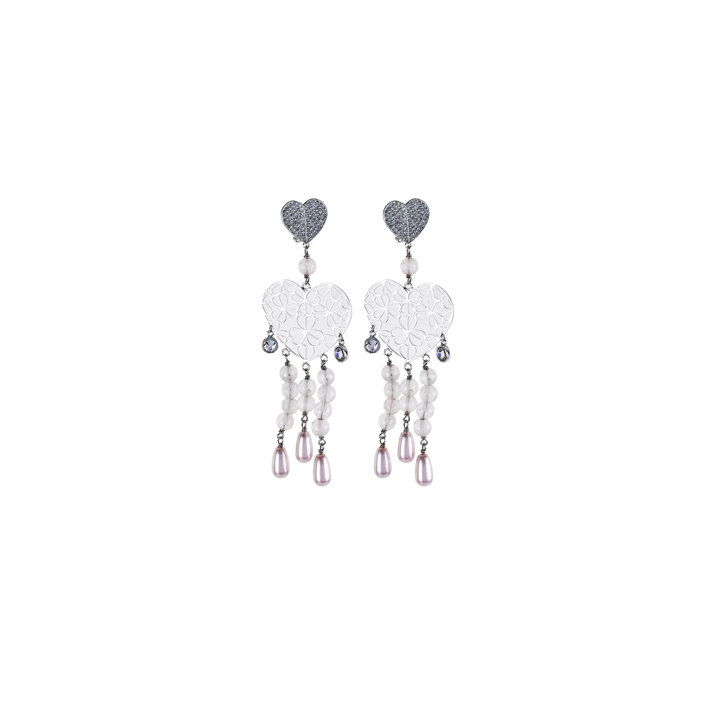 Christian Dior Heart Pink Clip On Earrings Costume Jewellery