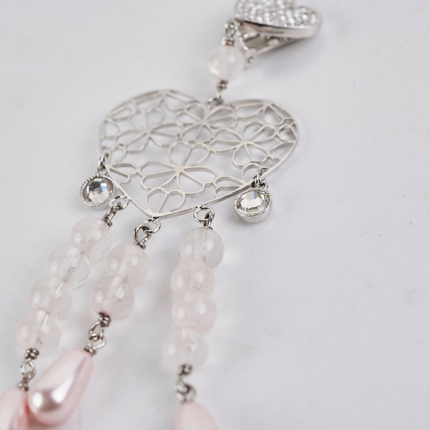 Christian Dior Heart Pink Clip On Earrings Costume Jewellery