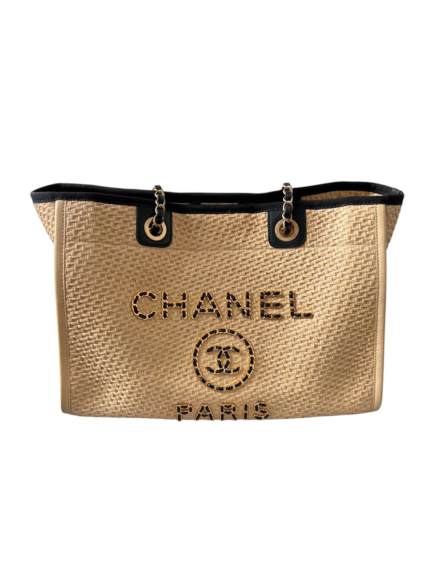 Chanel Deauville Medium Tote Wicker Chain GHW SYCYR194