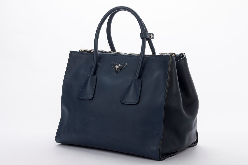 Prada BN2762 Blue Smooth Calf Leather 2 Way   Bag, with Card, Strap & Dust Cover