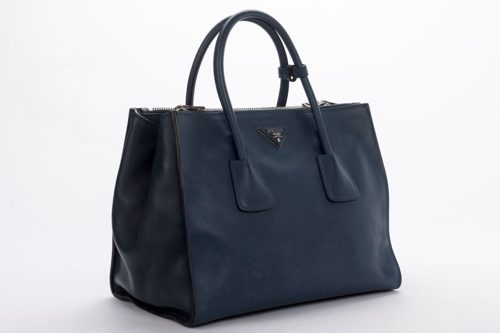 Prada BN2762 Blue Smooth Calf Leather 2 Way   Bag, with Card, Strap & Dust Cover