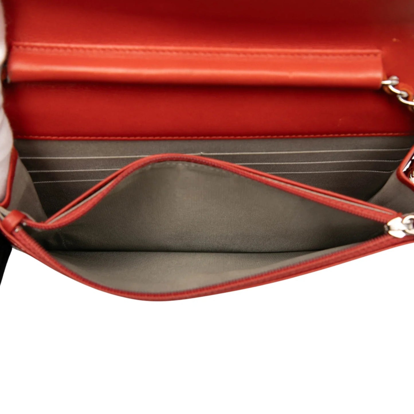 Orange Chanel CC Caviar Wallet On Chain Crossbody Bag