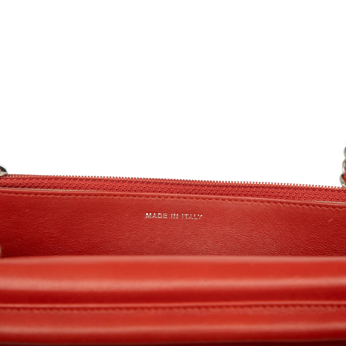 Orange Chanel CC Caviar Wallet On Chain Crossbody Bag