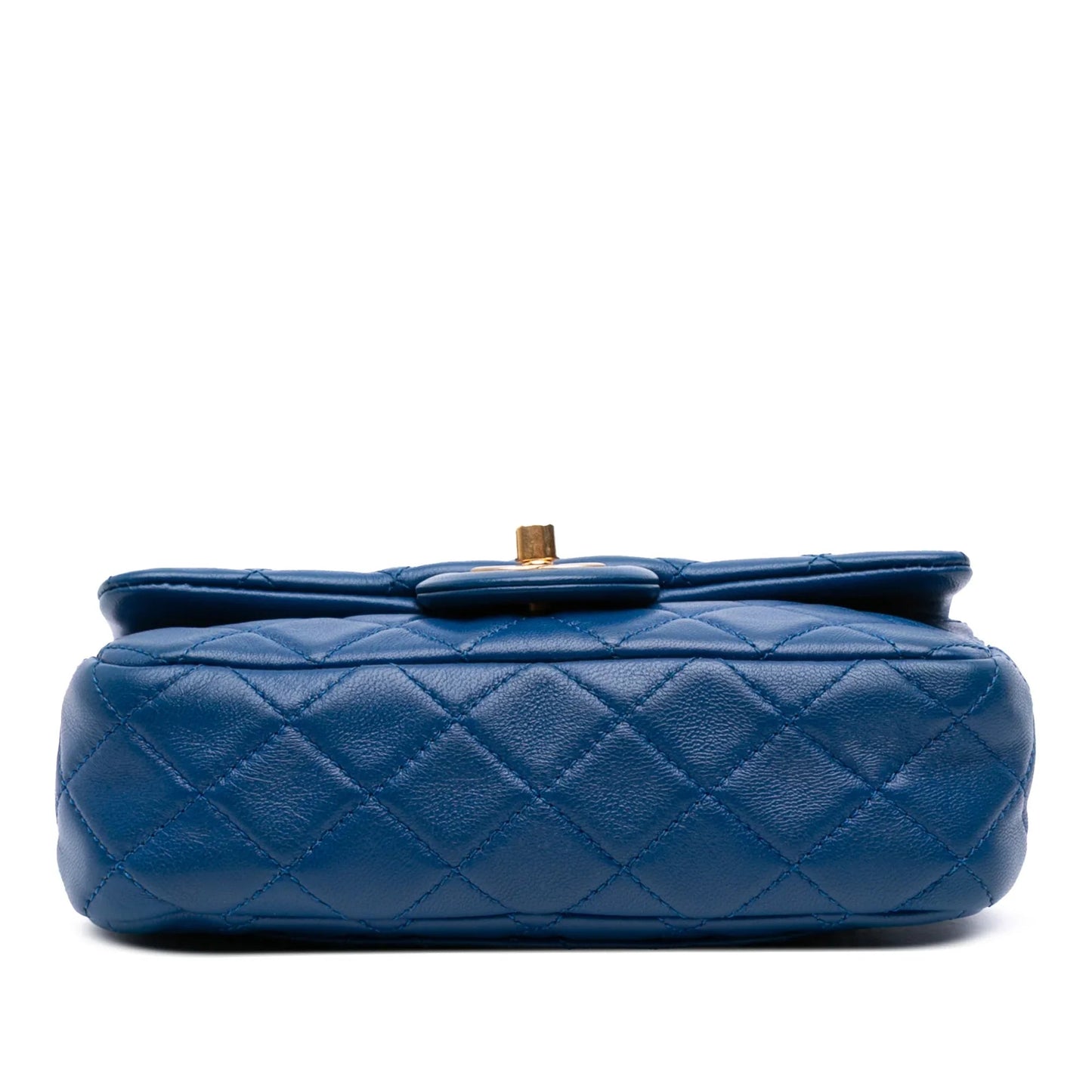 Blue Chanel Mini Rectangular Lambskin Pearl Crush Flap Crossbody Bag