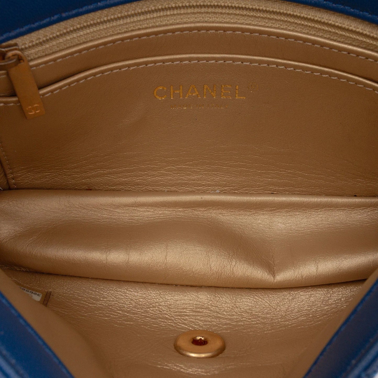 Blue Chanel Mini Rectangular Lambskin Pearl Crush Flap Crossbody Bag