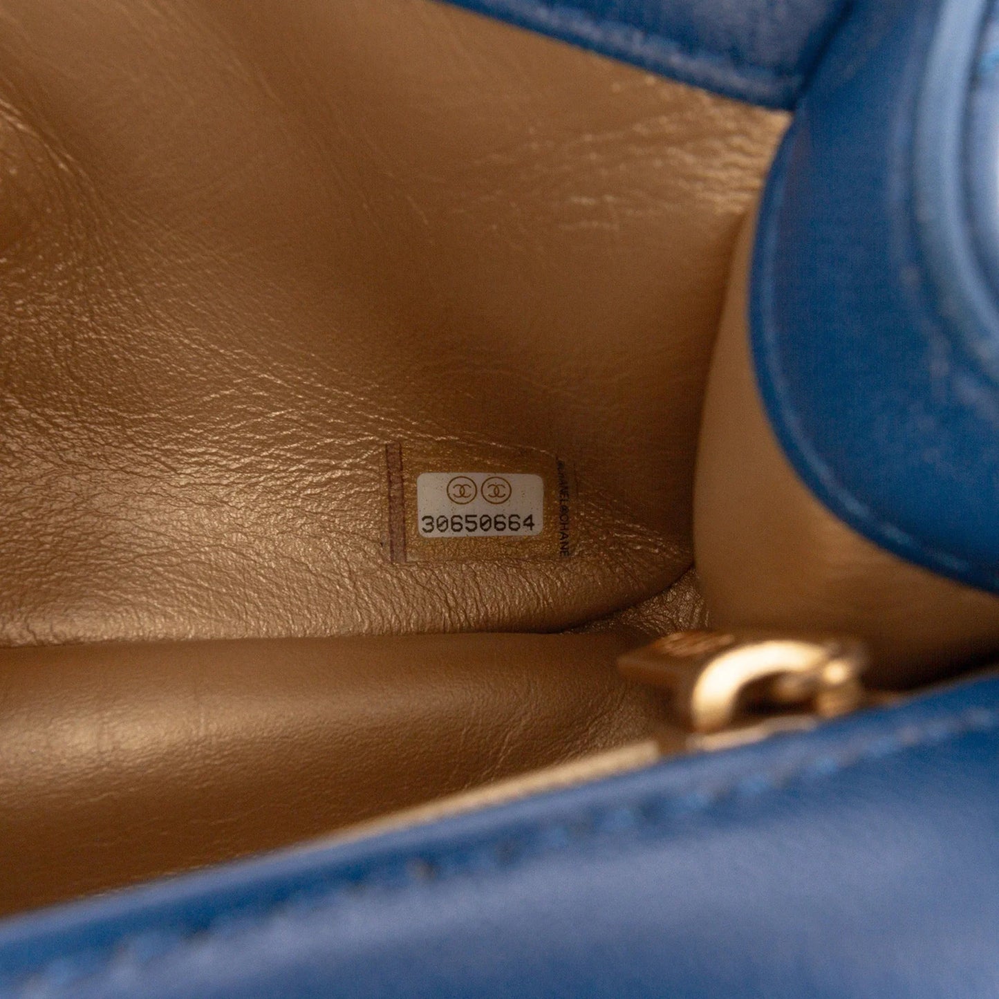 Blue Chanel Mini Rectangular Lambskin Pearl Crush Flap Crossbody Bag