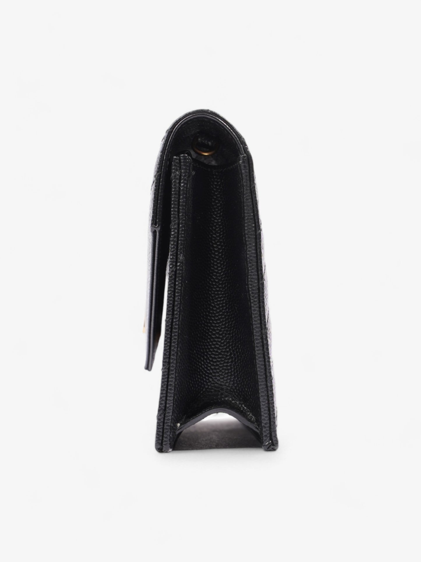 Saint Laurent Cassandre Chain Wallet Black Calfskin Leather