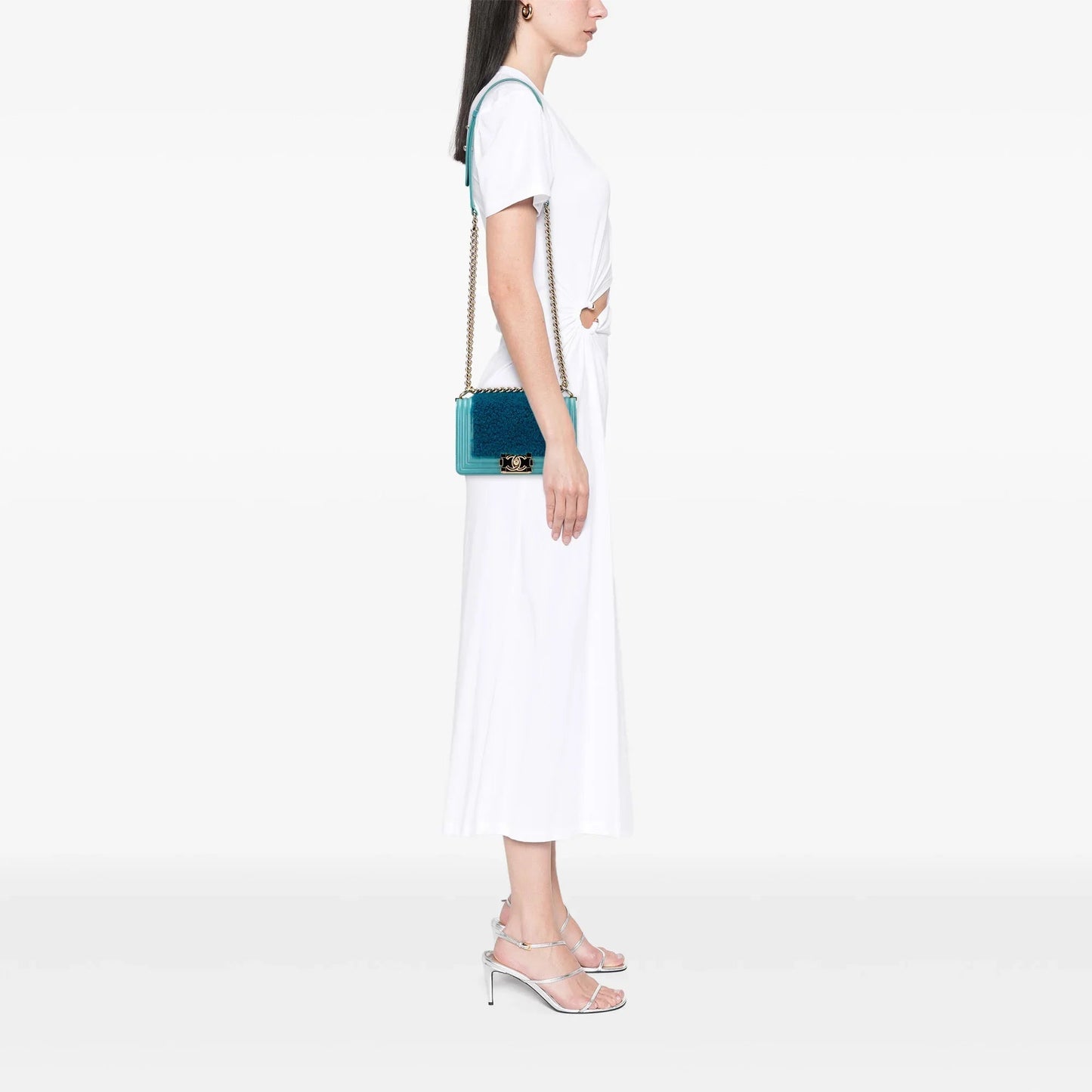 Blue Chanel Small Shearling Boy Flap Crossbody Bag