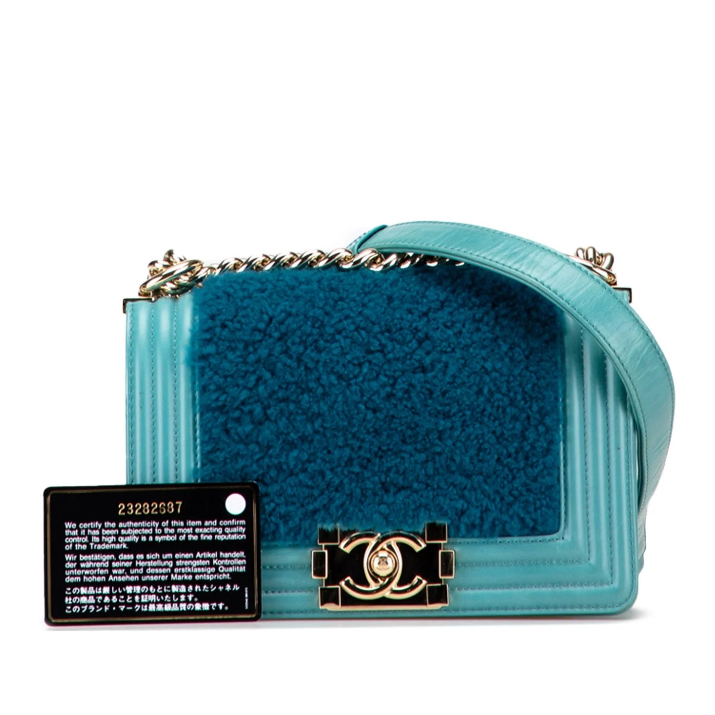Blue Chanel Small Shearling Boy Flap Crossbody Bag