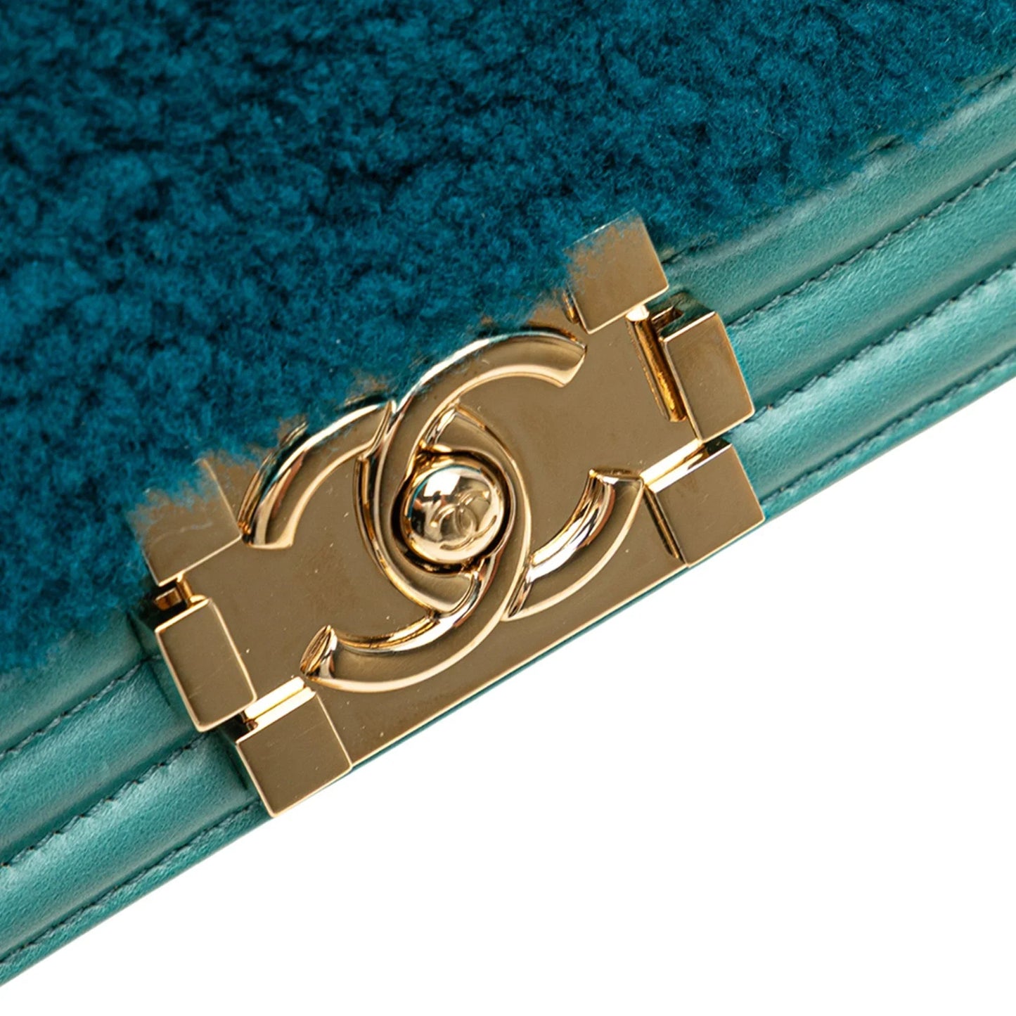 Blue Chanel Small Shearling Boy Flap Crossbody Bag