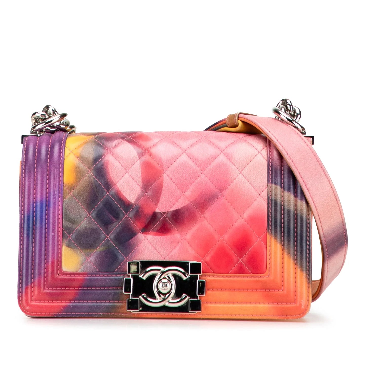 Multi Chanel Small Lambskin Flower Power Boy Flap Crossbody Bag