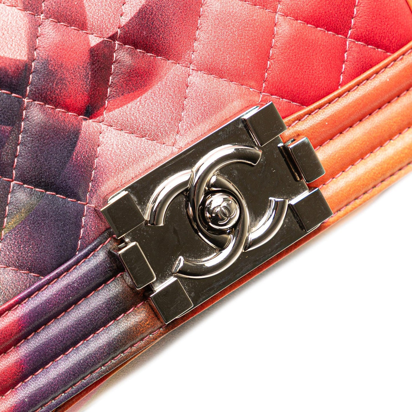 Multi Chanel Small Lambskin Flower Power Boy Flap Crossbody Bag
