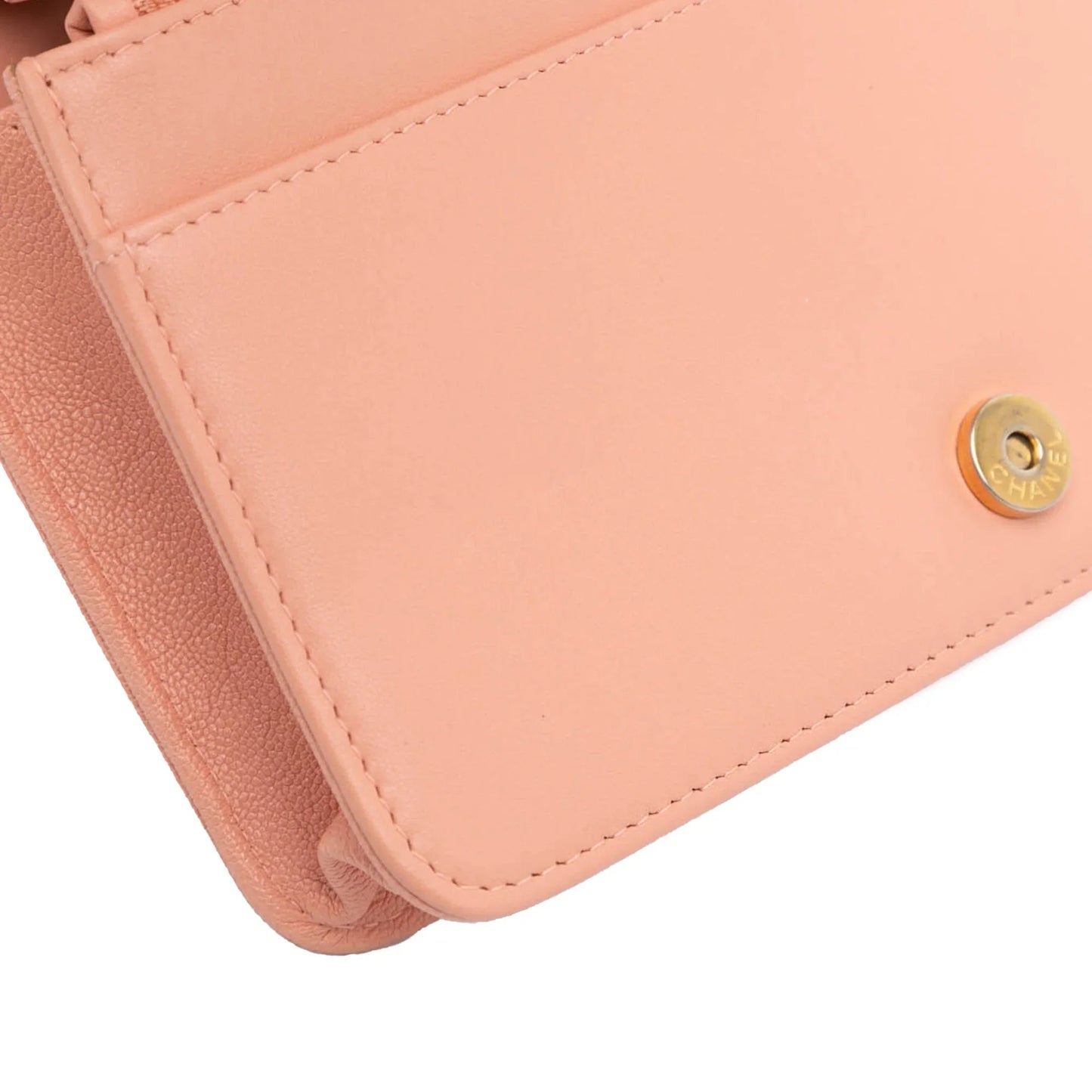 Pink Chanel Quilted Caviar Boy Wallet on Chain Crossbody Bag