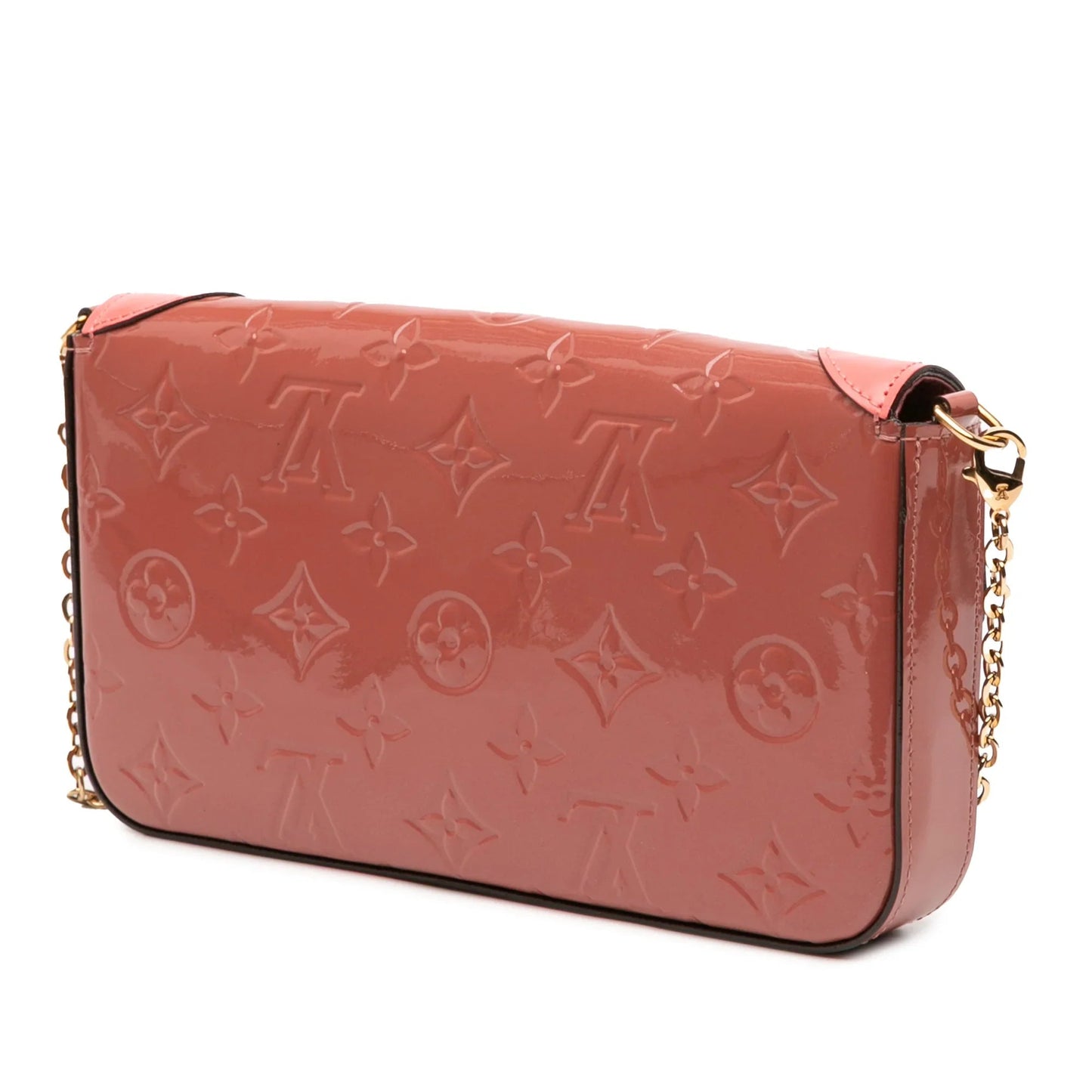 Pink Louis Vuitton Monogram Vernis Pochette Felicie Valentine Dog Crossbody Bag