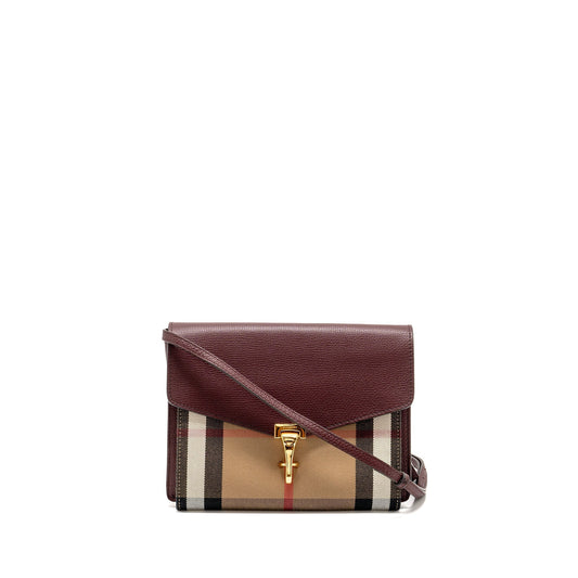Burberry Ho  Check Crossbody Bag Canvas/ Calfskin Leather Multicolour Brown GHW
