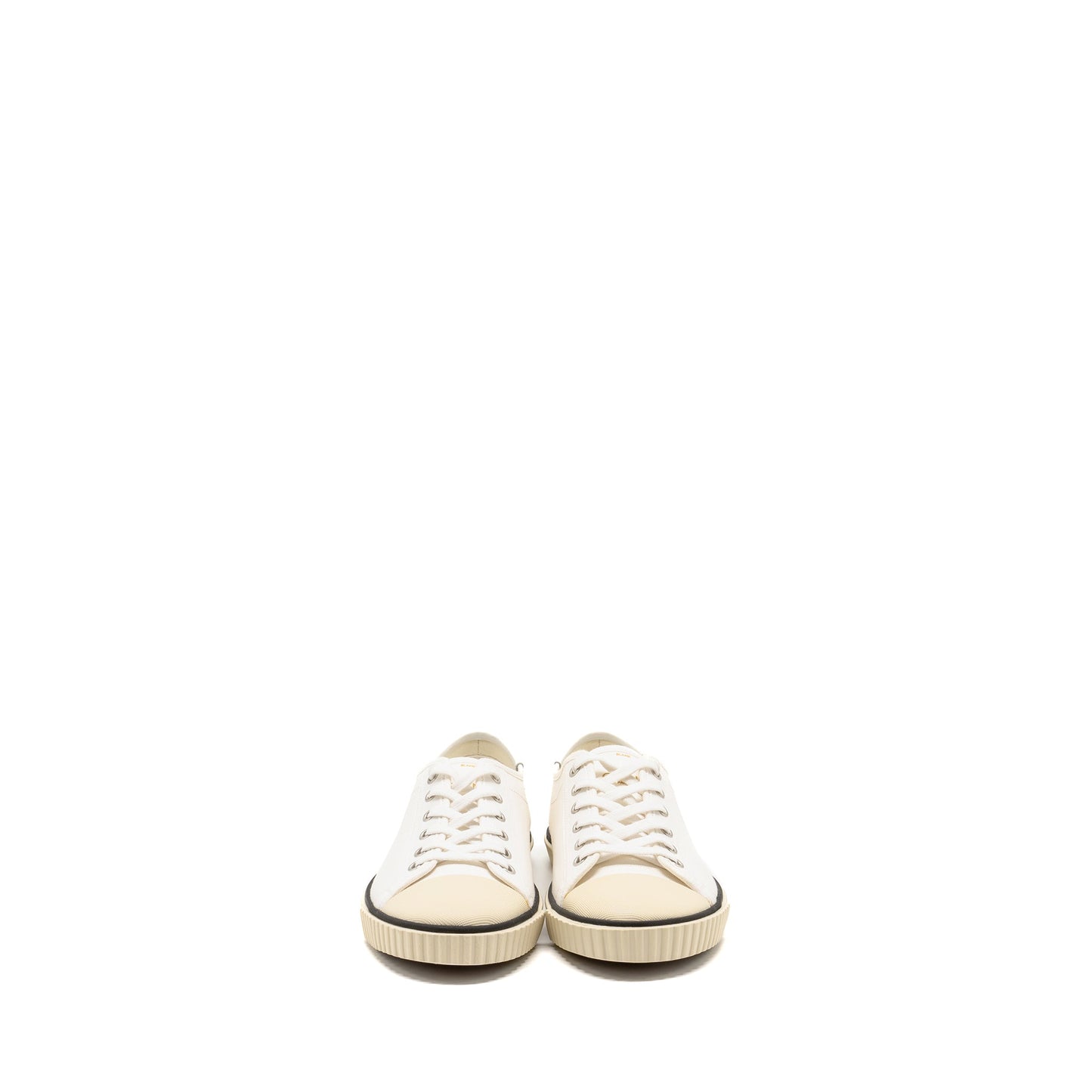 Luxury CELINE Size 39 Blank Toe Cap Low Top Sneakers Canvas/Calfskin Off White SHW