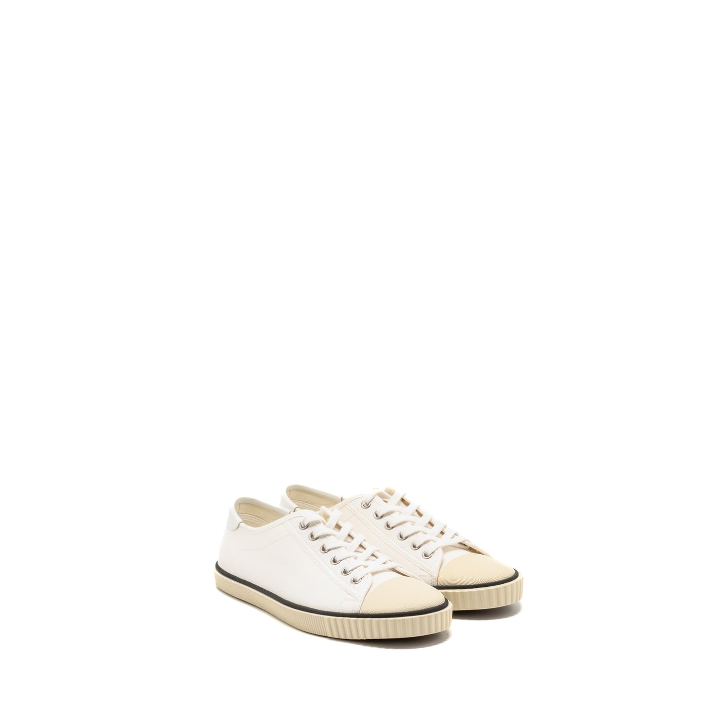 Luxury CELINE Size 39 Blank Toe Cap Low Top Sneakers Canvas/Calfskin Off White SHW